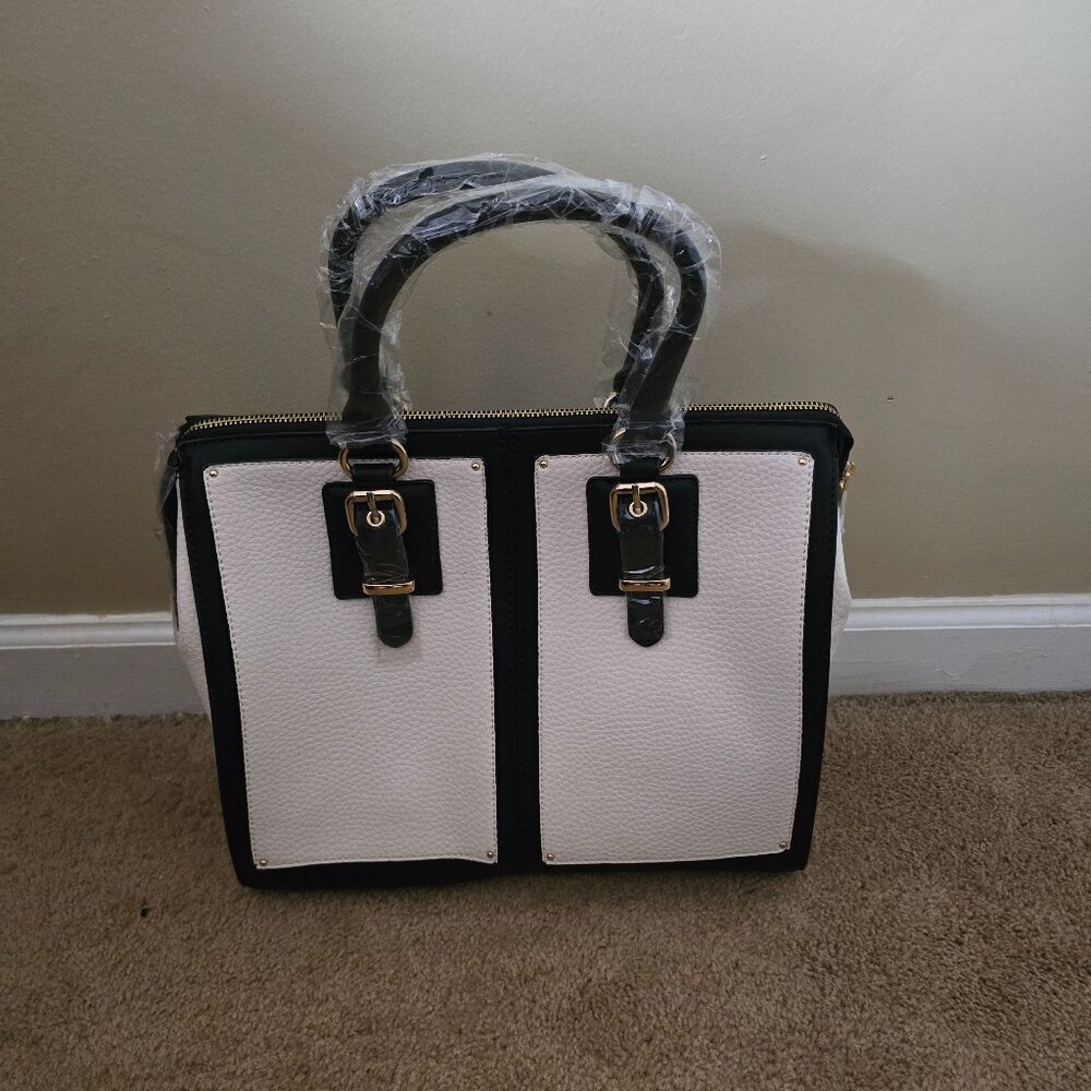 Aldo White and Cream Large Tote Bag